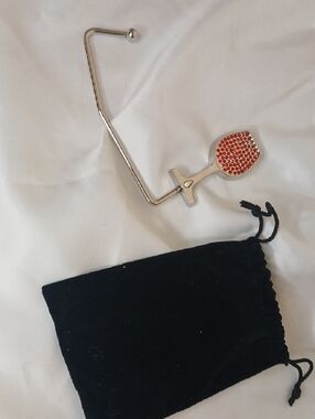 Red Rhinestone Wine Glass Purse Hook